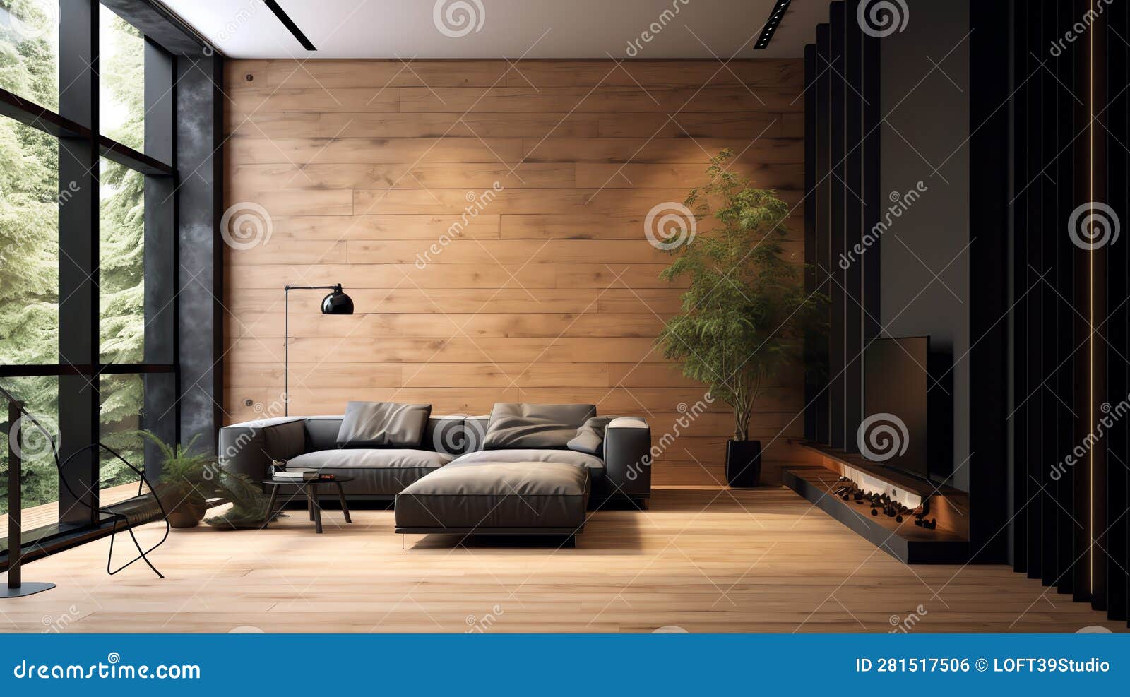 122_Black_interior_with_1 stock illustration. Illustration of black