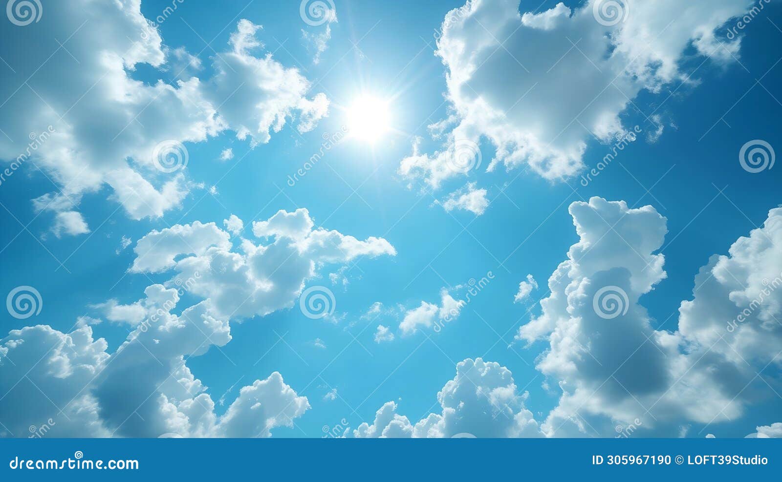 generative ai blue sky and white clouds floated in the sky on a clear day with warm sunshine combined with cool br