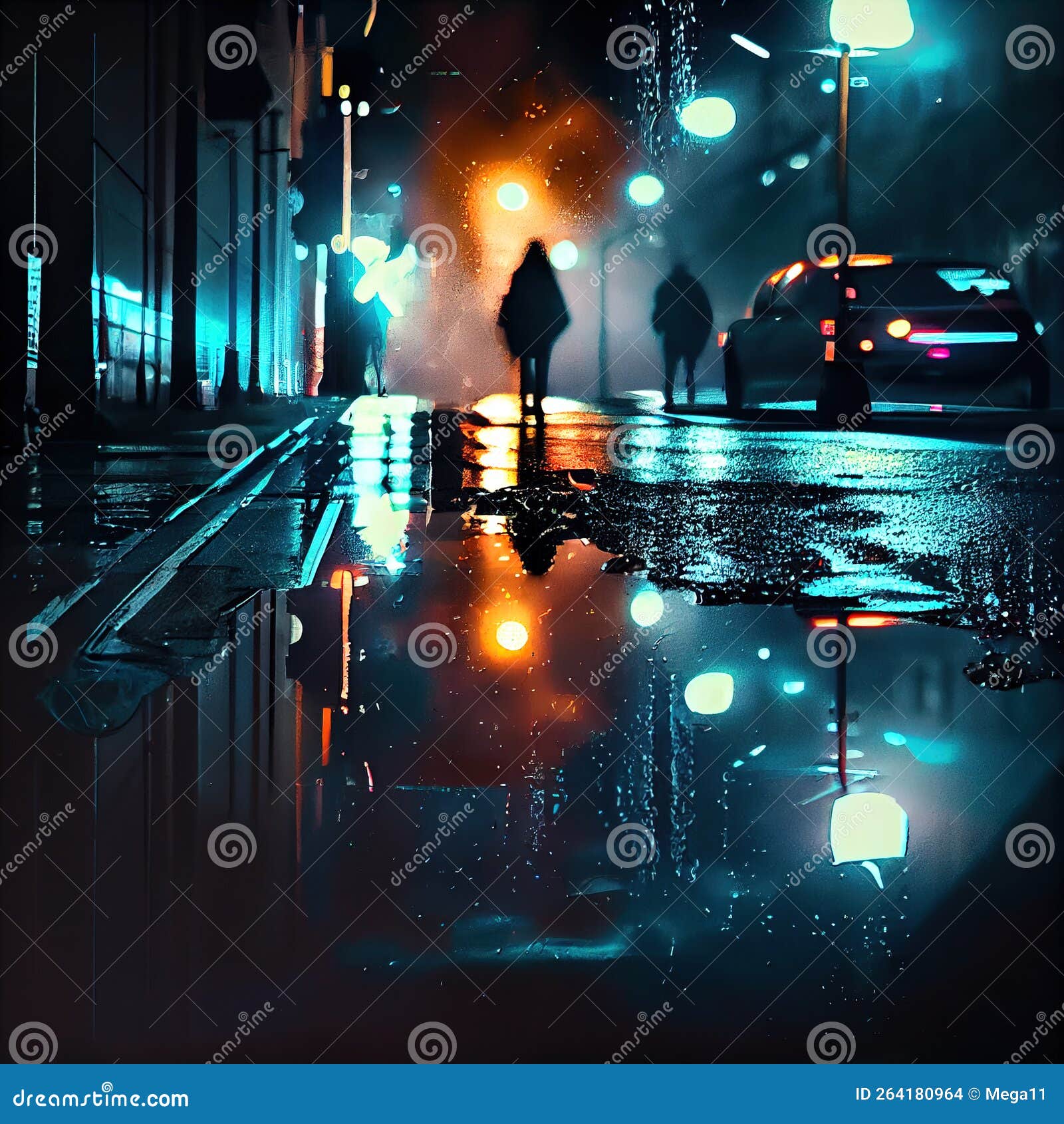 wet city neon ligth