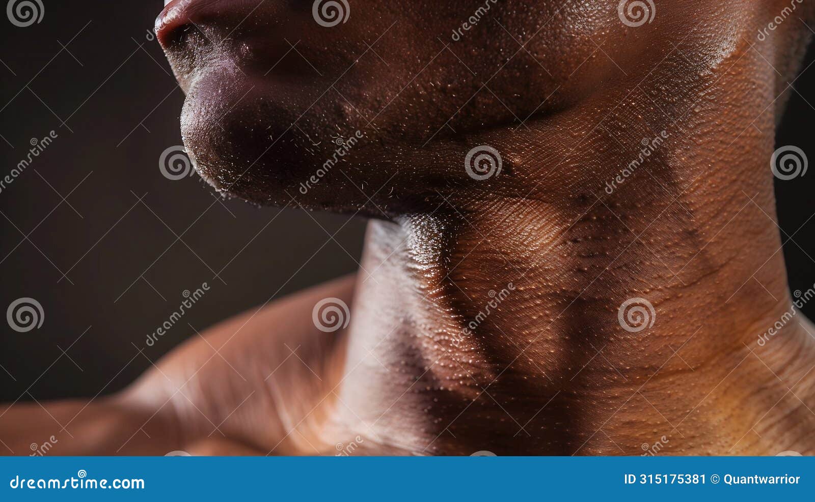 generative ai collarbones detailed texture of human skin close up shot of young africanamerican male body skincare