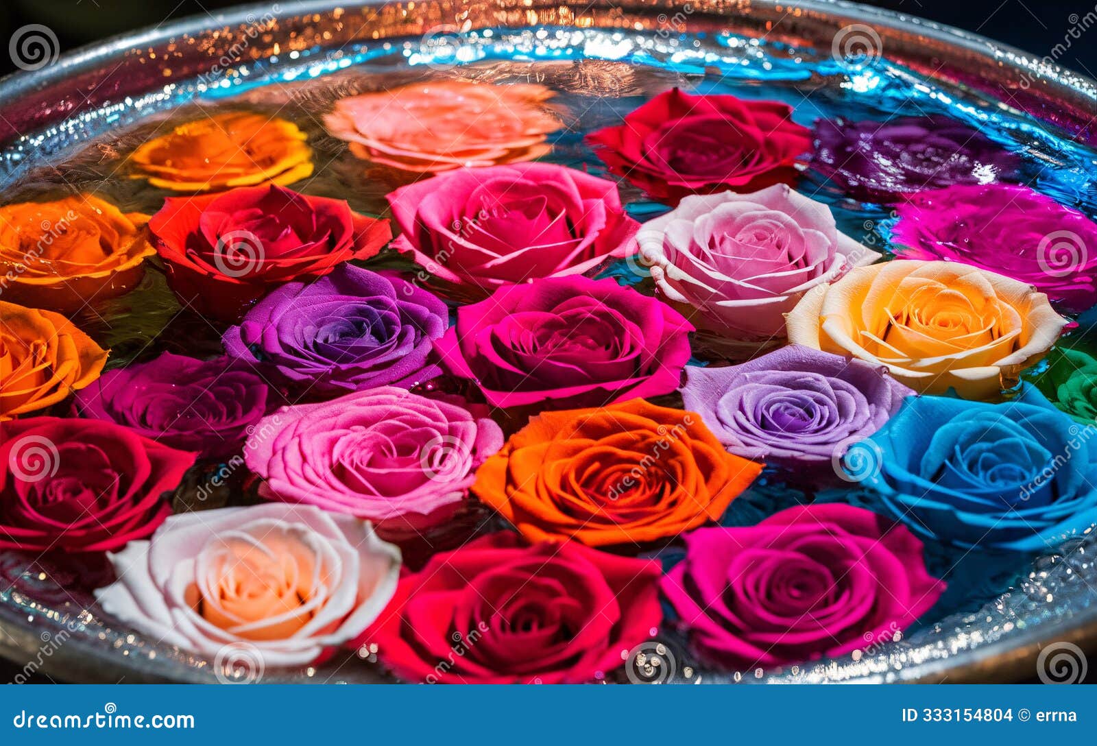 generative-ai, colorful roses floating in water for a romantic valentine background
