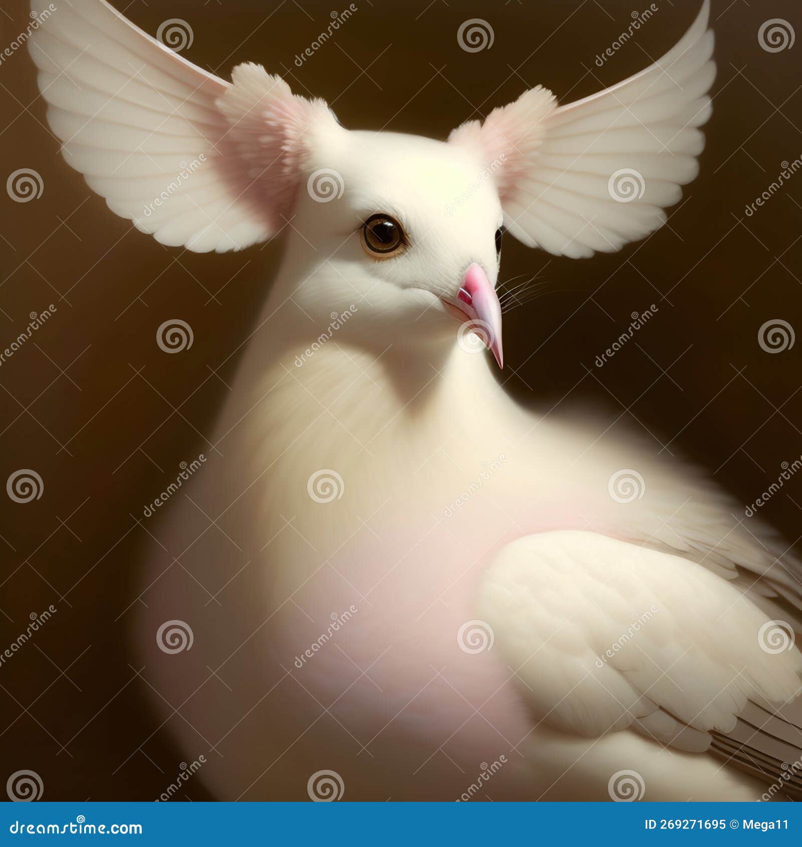 generative ai: cute exotic fantasy dove very feathery in pastel colors on a light background