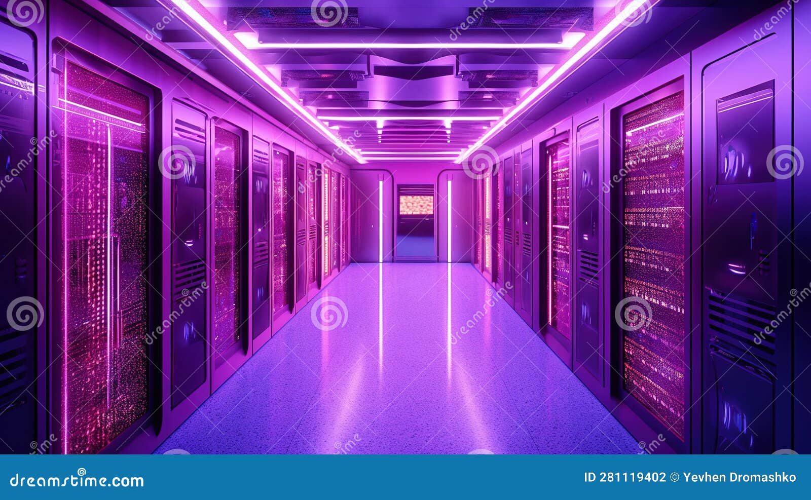 Generative AI, Data Center, Modern High Technology Server Room in