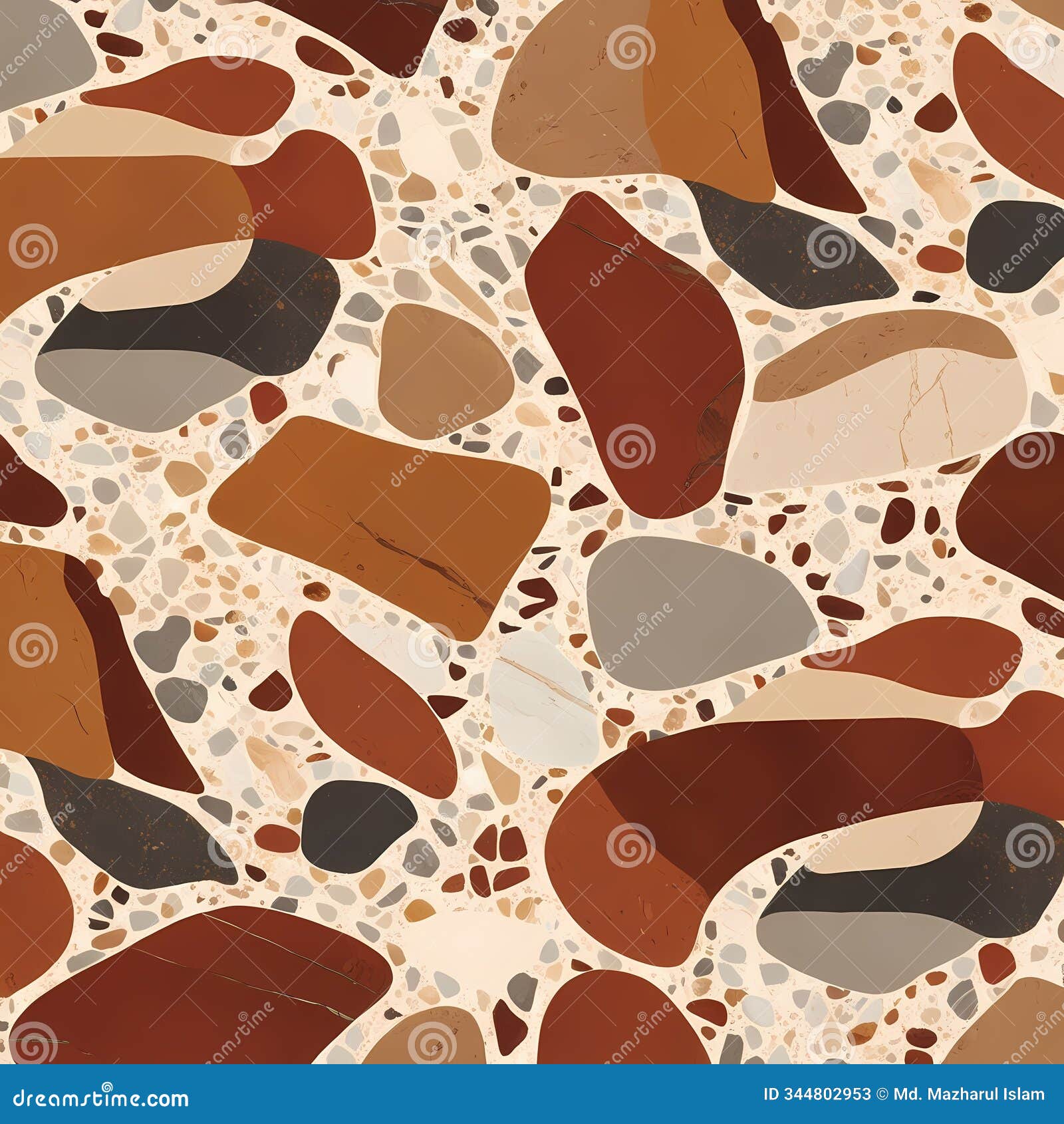 terrazzo pattern in earthy tones.