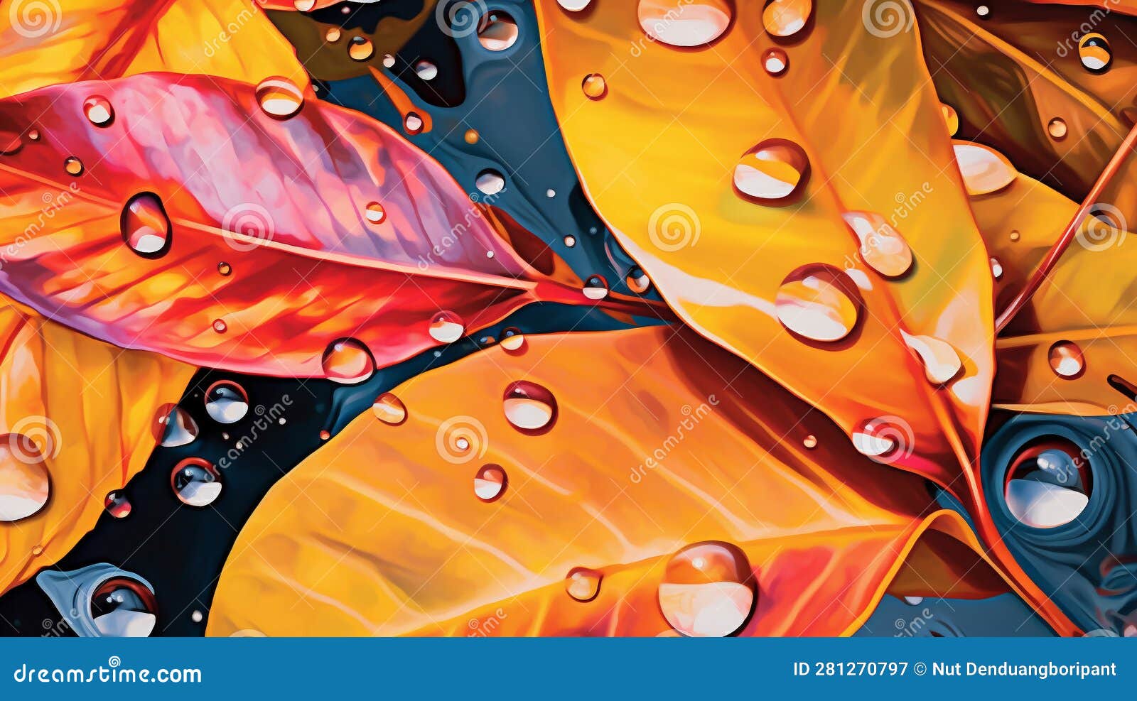 Generative AI, Droplet Dance Nature S Abstract Reflections Stock