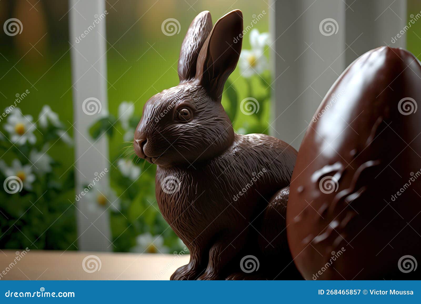 Generative AI of Easter Bunny and Chocolate Egg a Sweet Easter