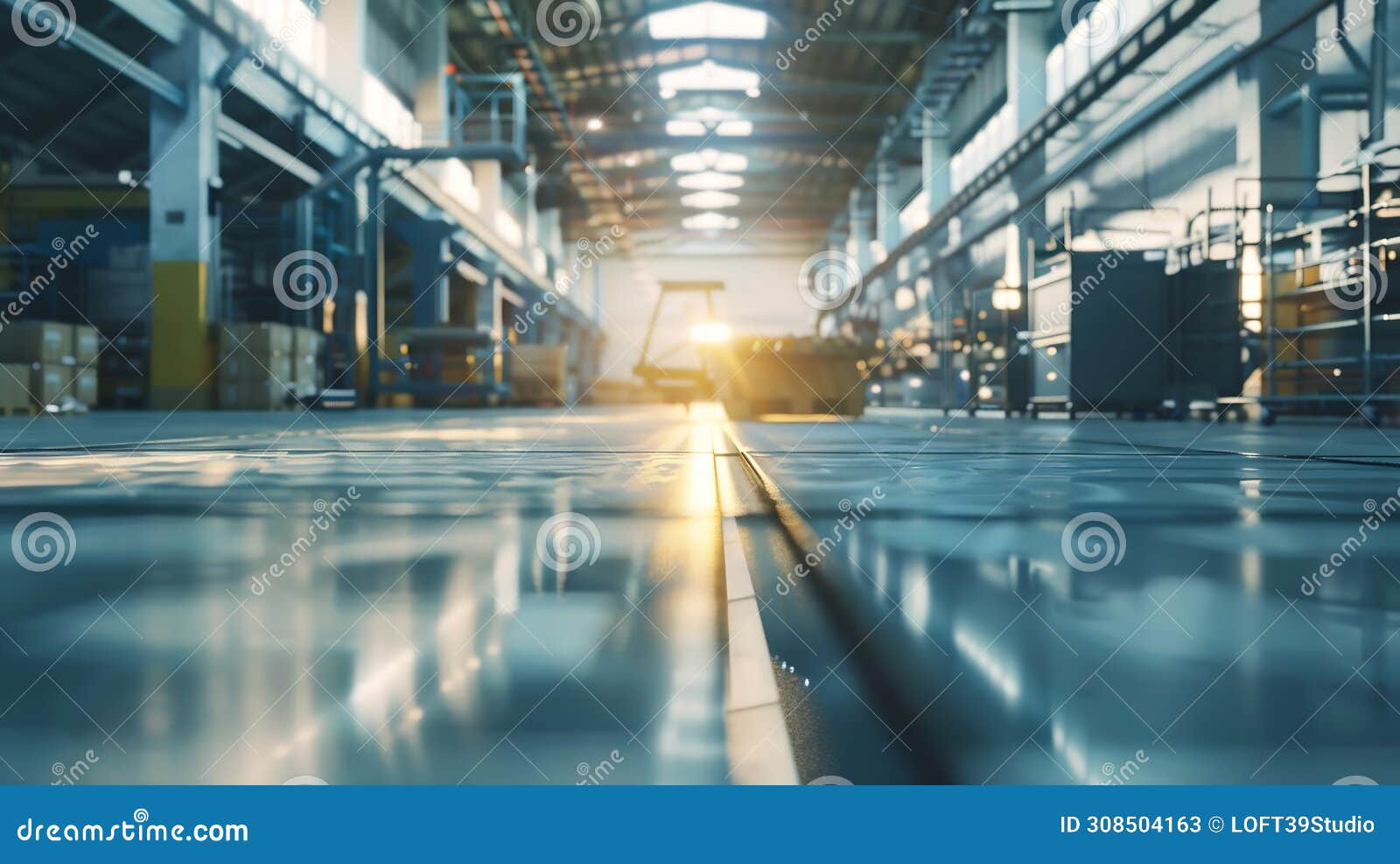 generative ai empty square floor tiles and modern factory buildings and wareho business concept.