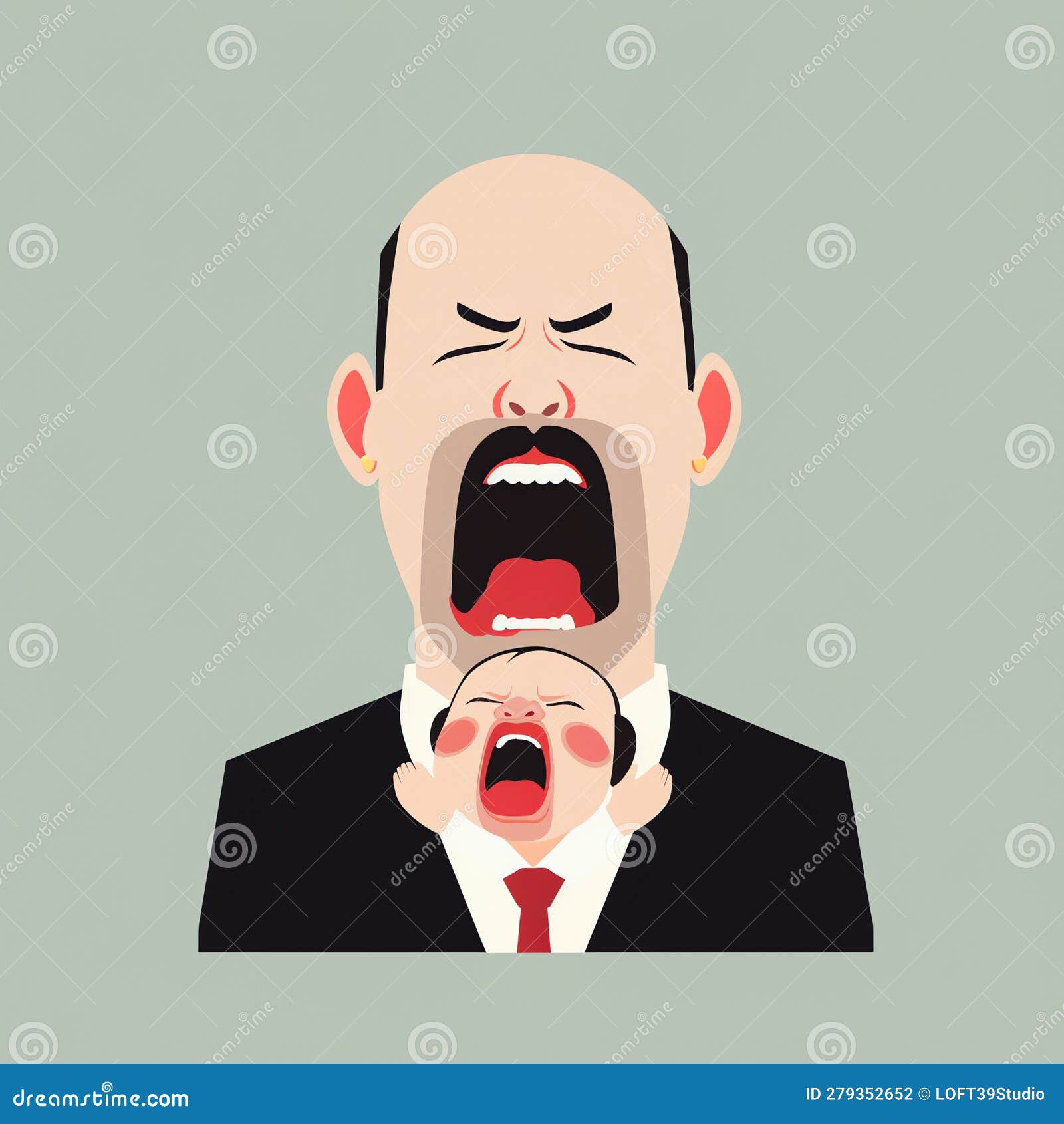 Generative AI Father with Crying Baby Stock Illustration