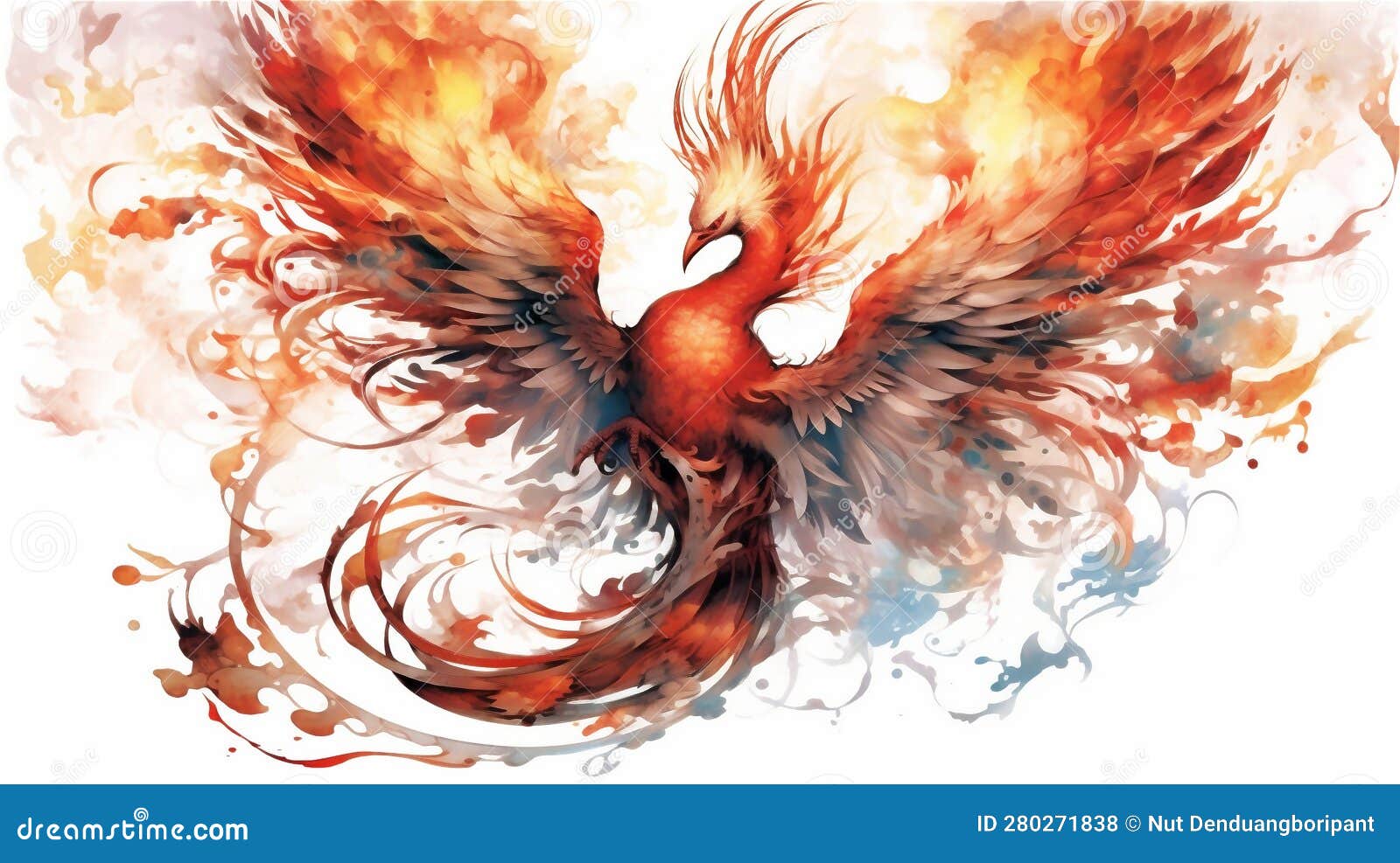 generative ai, flames of elegance: a stylized art nouveau phoenix