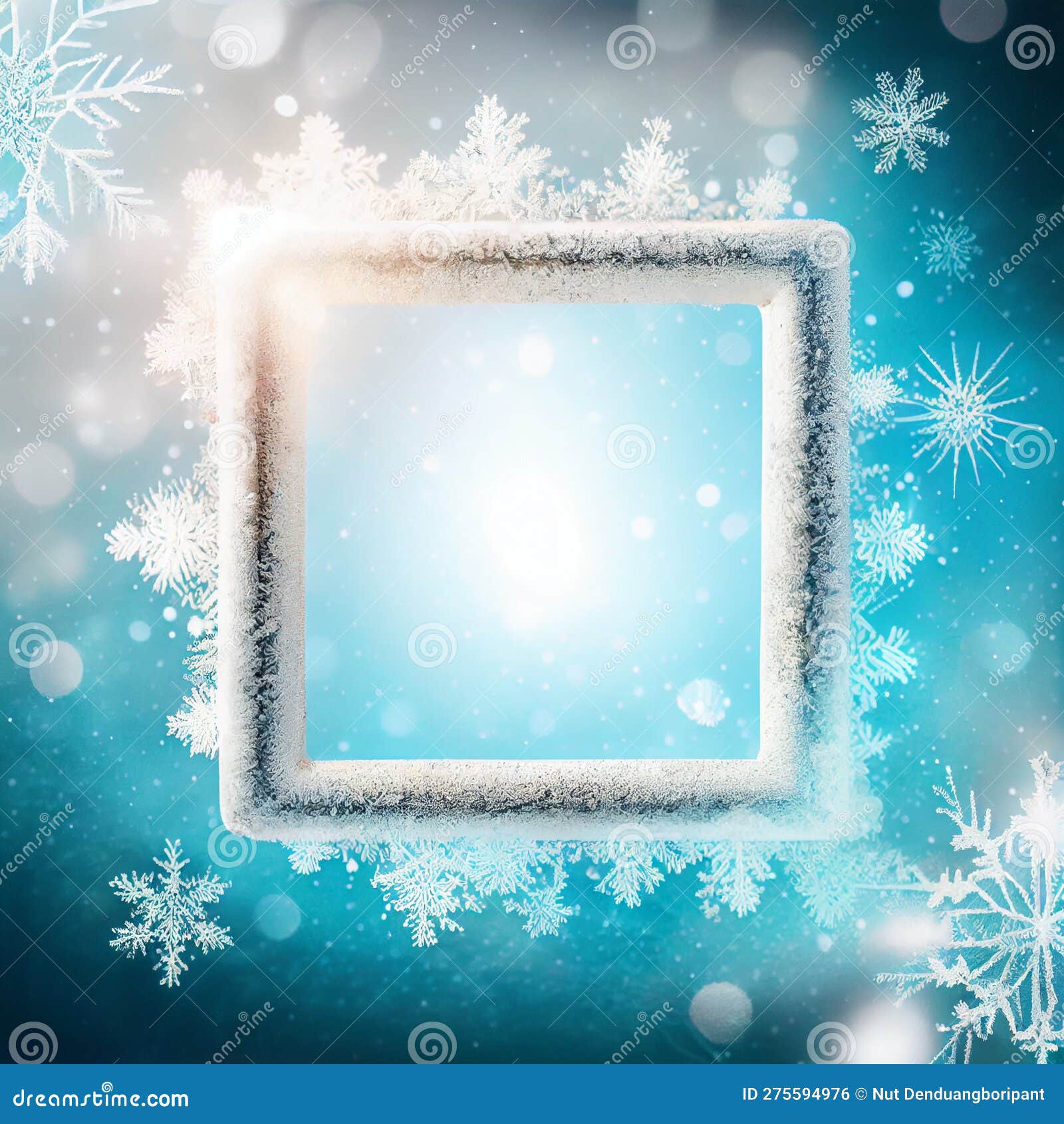 generative ai, frosty wonderland: wintry bokeh frame for winter-themed s