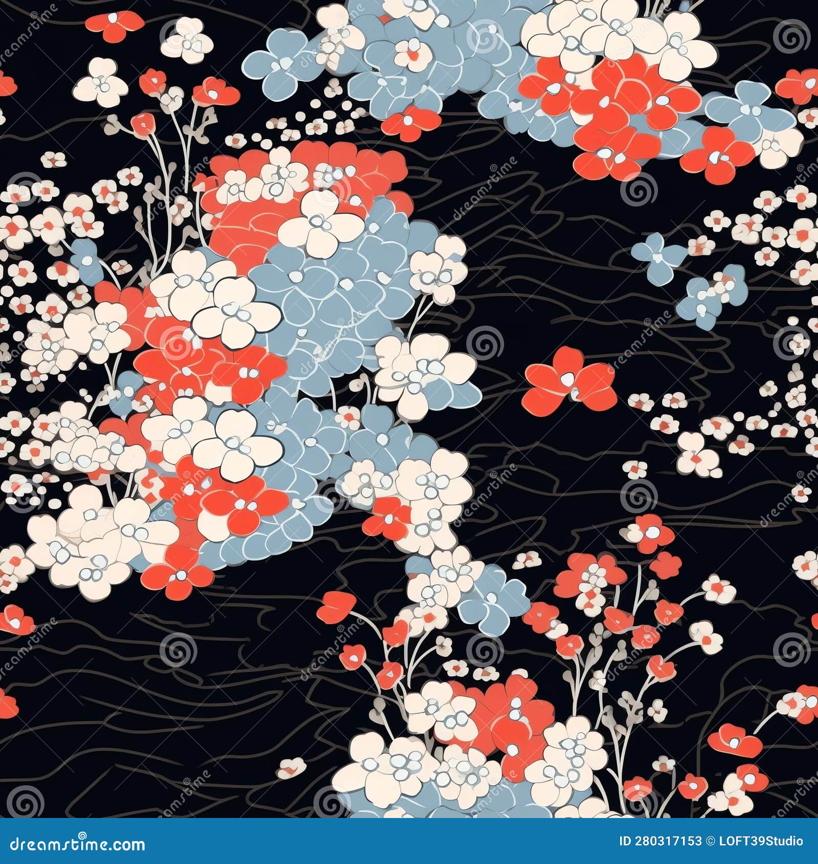generative ai hand drawn abstract ditsy-