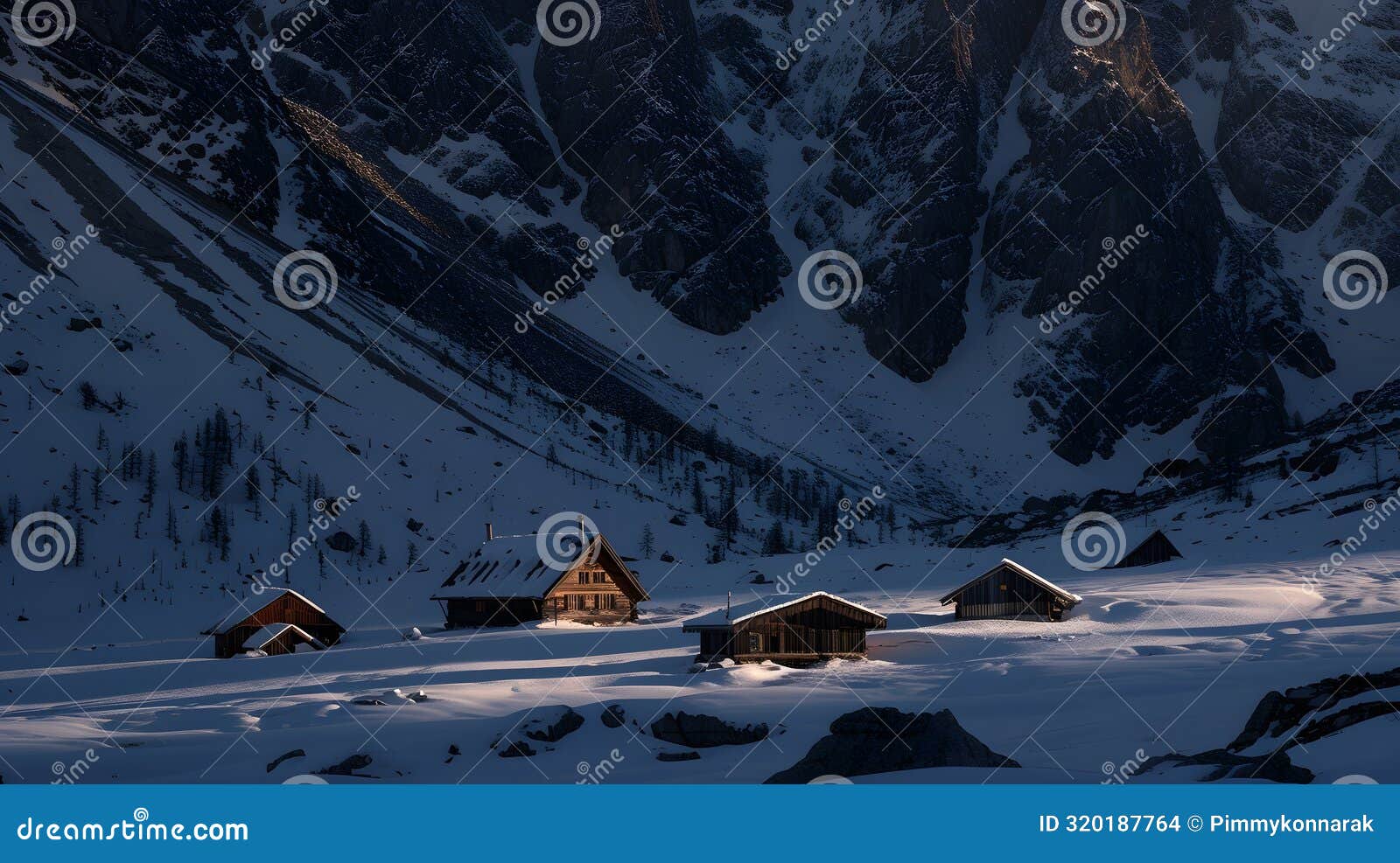 generative ai huts in almdorf eng in front of plattenspitze rissal hinterriss tyrol austria europe business concep