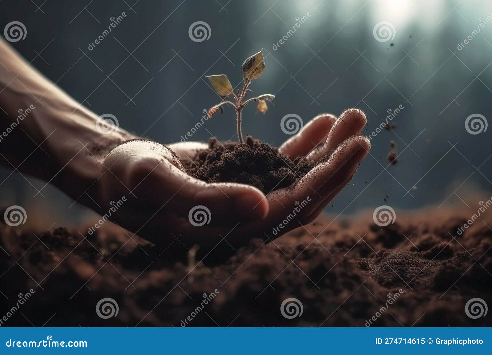 Generative Ai Image of a Hand Holding a Young Plant Stock Image - Image