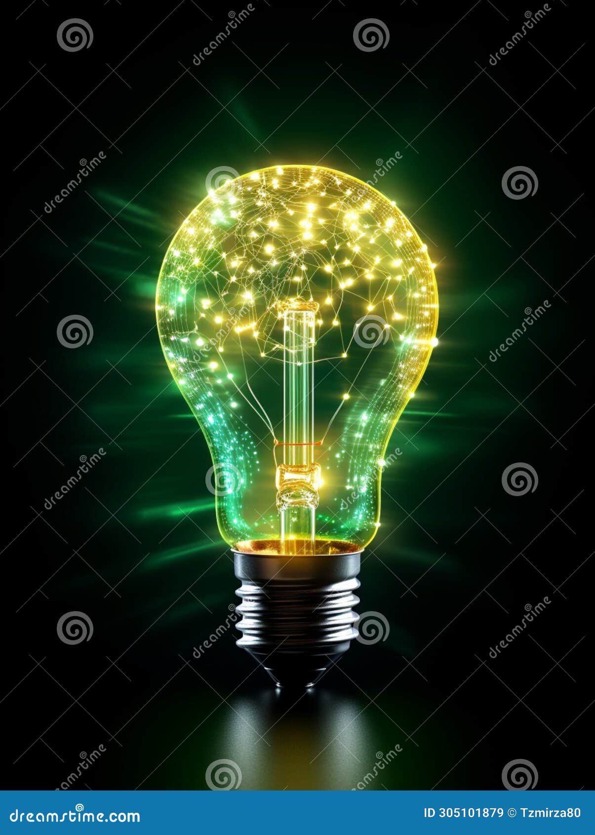 incandescent bulb on tech-inspired background - ai generated image