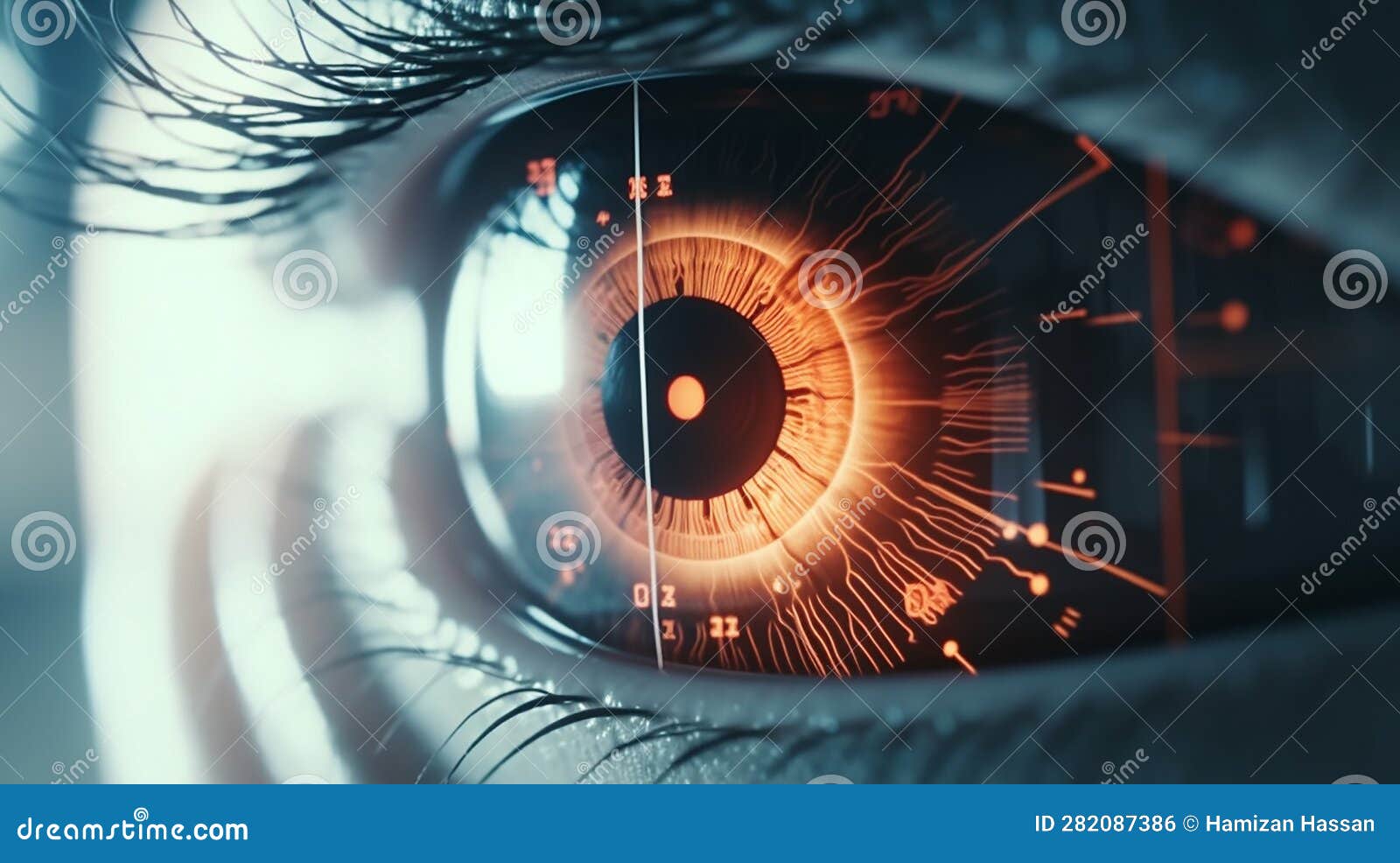 human eye, scanned meticulously for identity verification in safeguarding our digital world