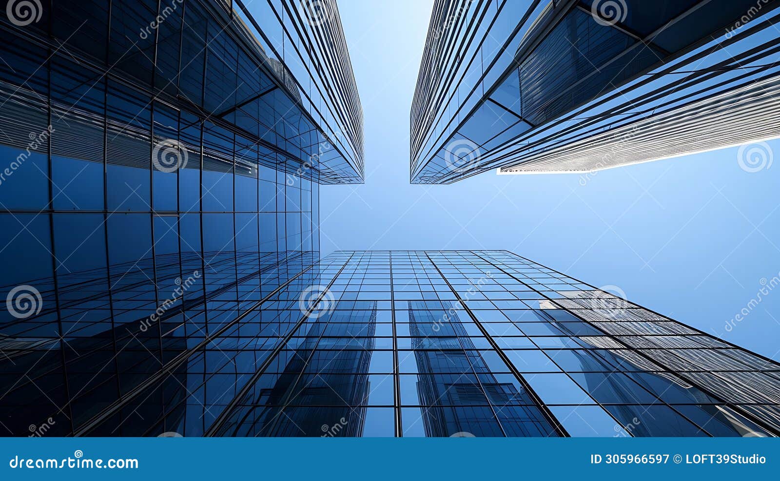 generative ai looking up tall glass and steel high-rise of gothia towers. business concept.