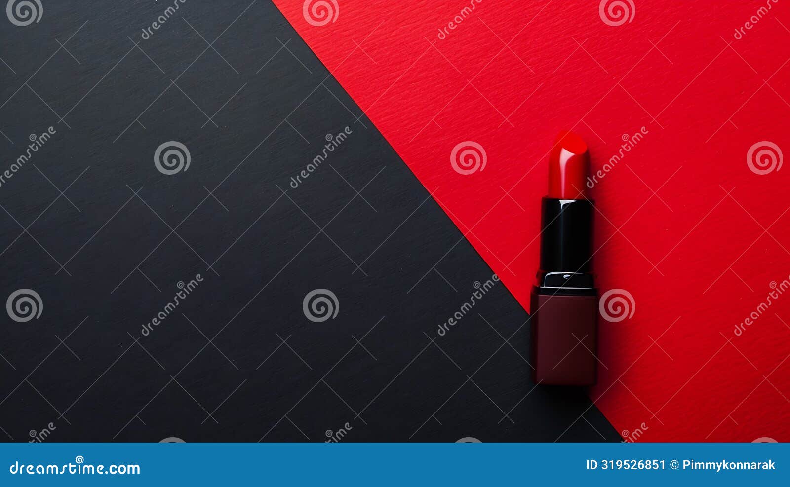 generative ai make up layout made with red lipstick on dual tone red and black background minimal and luxury make