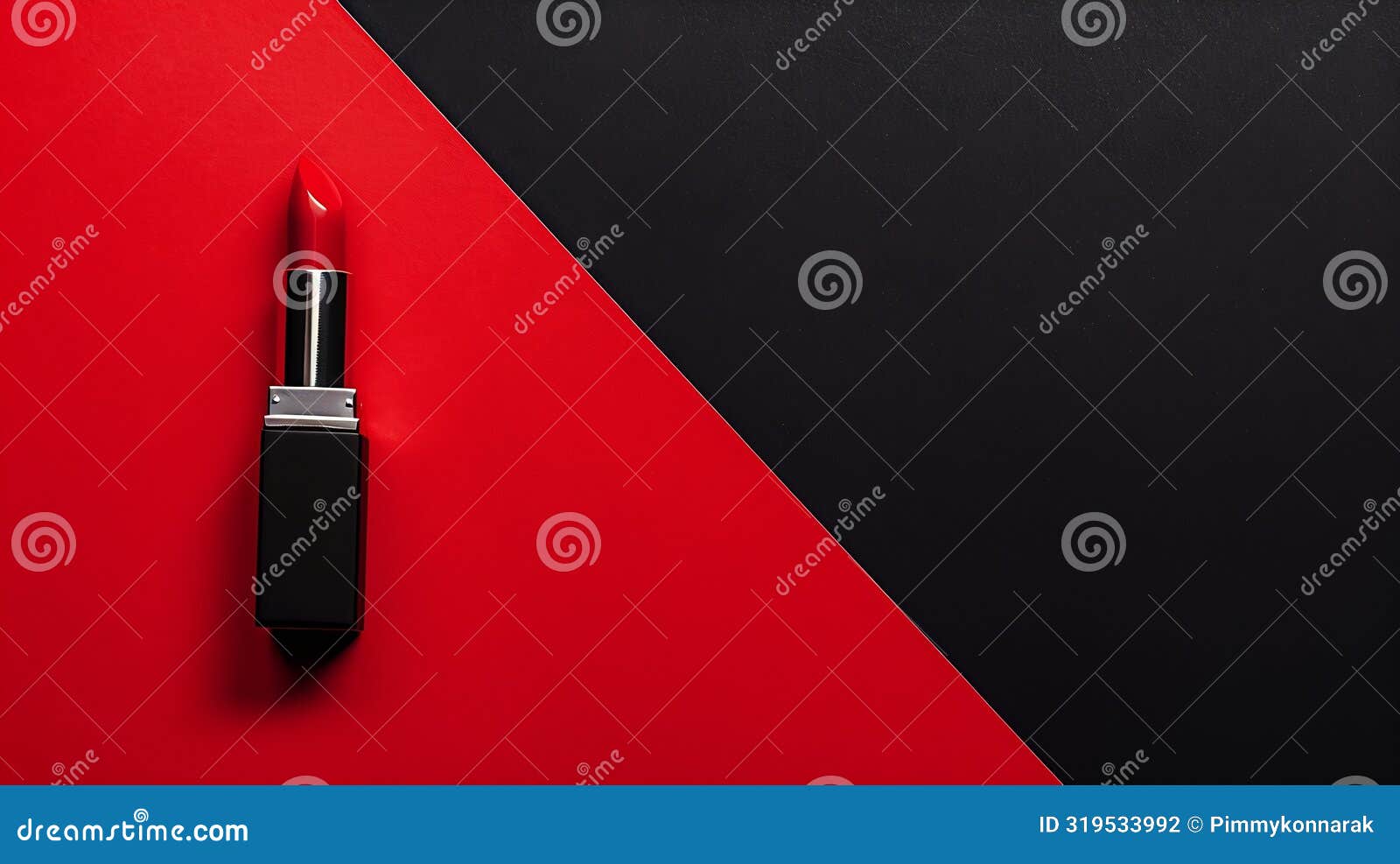 generative ai make up layout made with red lipstick on dual tone red and black background minimal and luxury make