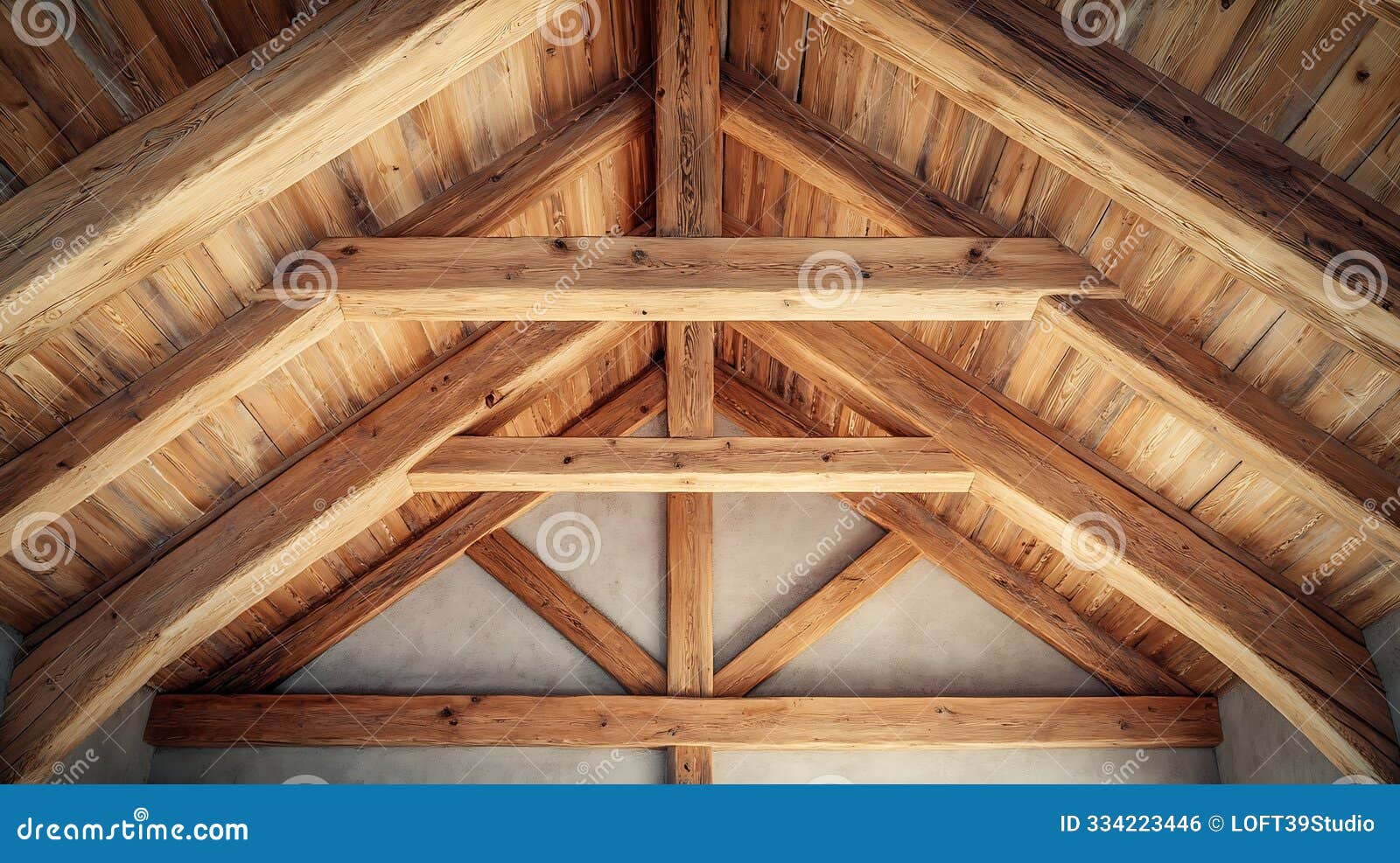 generative ai new wooden truss structure called palladian truss with beams and wooden roof business concept.