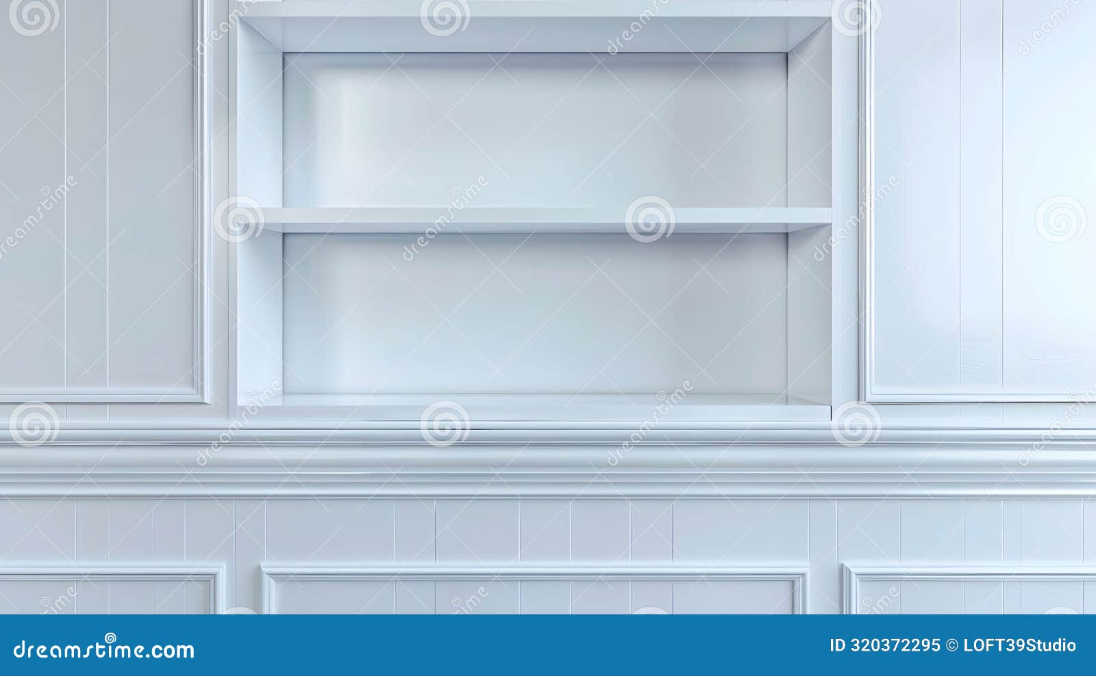 generative ai open wall cabinet with empty shelves for product display clean white cabinet cover white melamine bo
