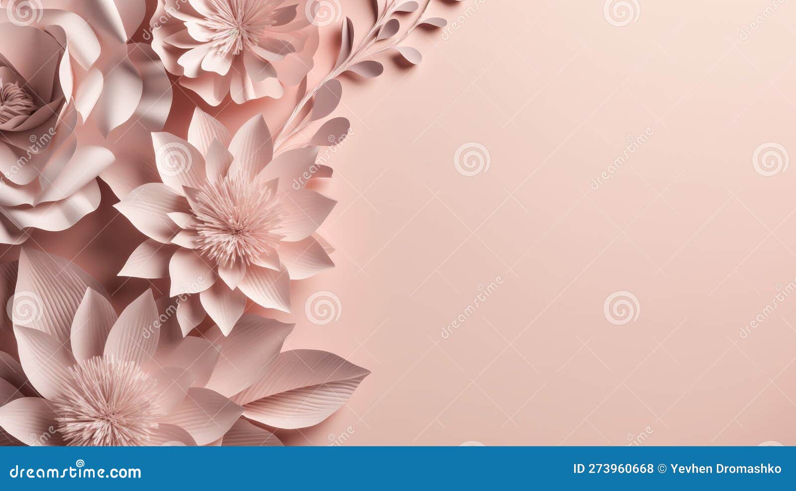 Generative AI, Paper Cut Craft Flowers and Leaves, Light Pink Color, Floral  Origami Textured Background, Spring Mood. Stock Illustration - Illustration  of pink, texture: 273960668