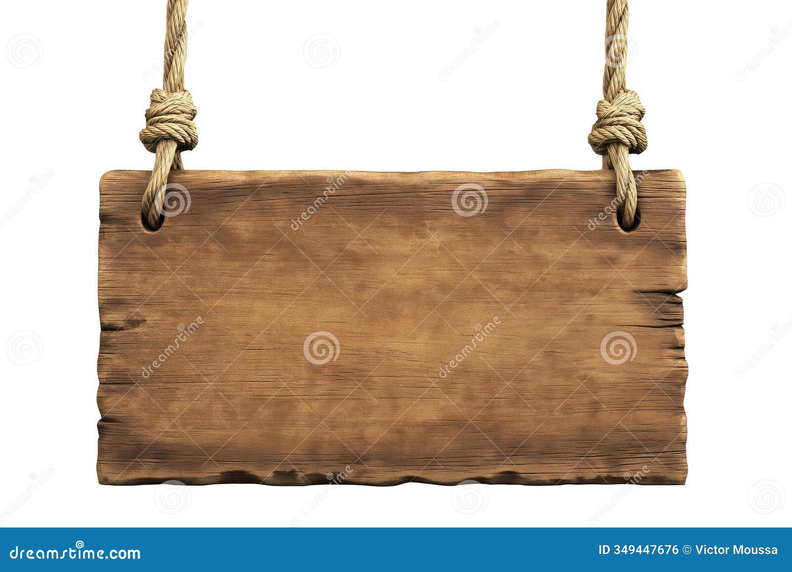 generative ai of polished wooden sign hanging on ropes png with clipping path cutout and copy space concept for traditional