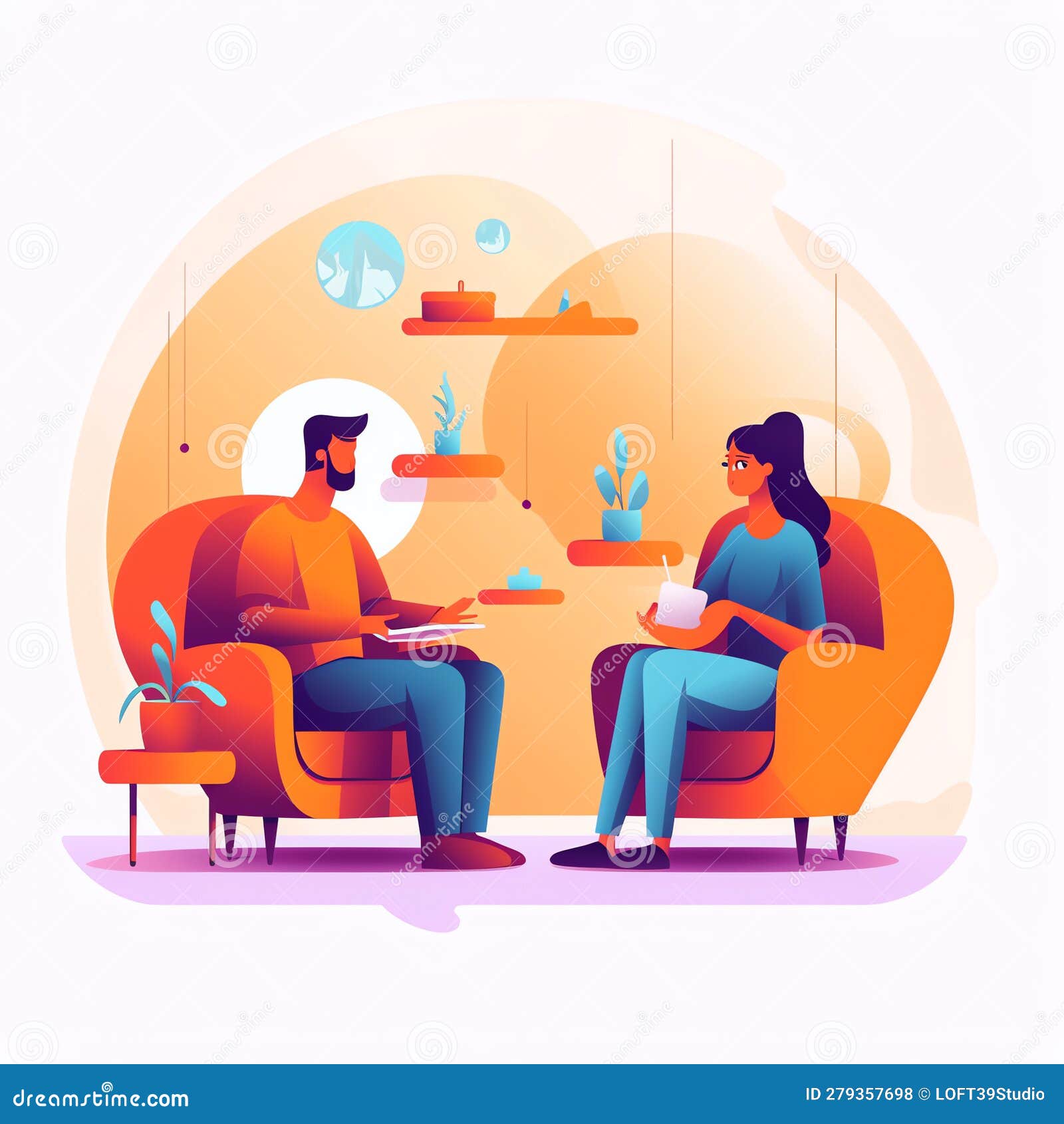 Generative AI Psychotherapy Session Man Talking Stock Illustration