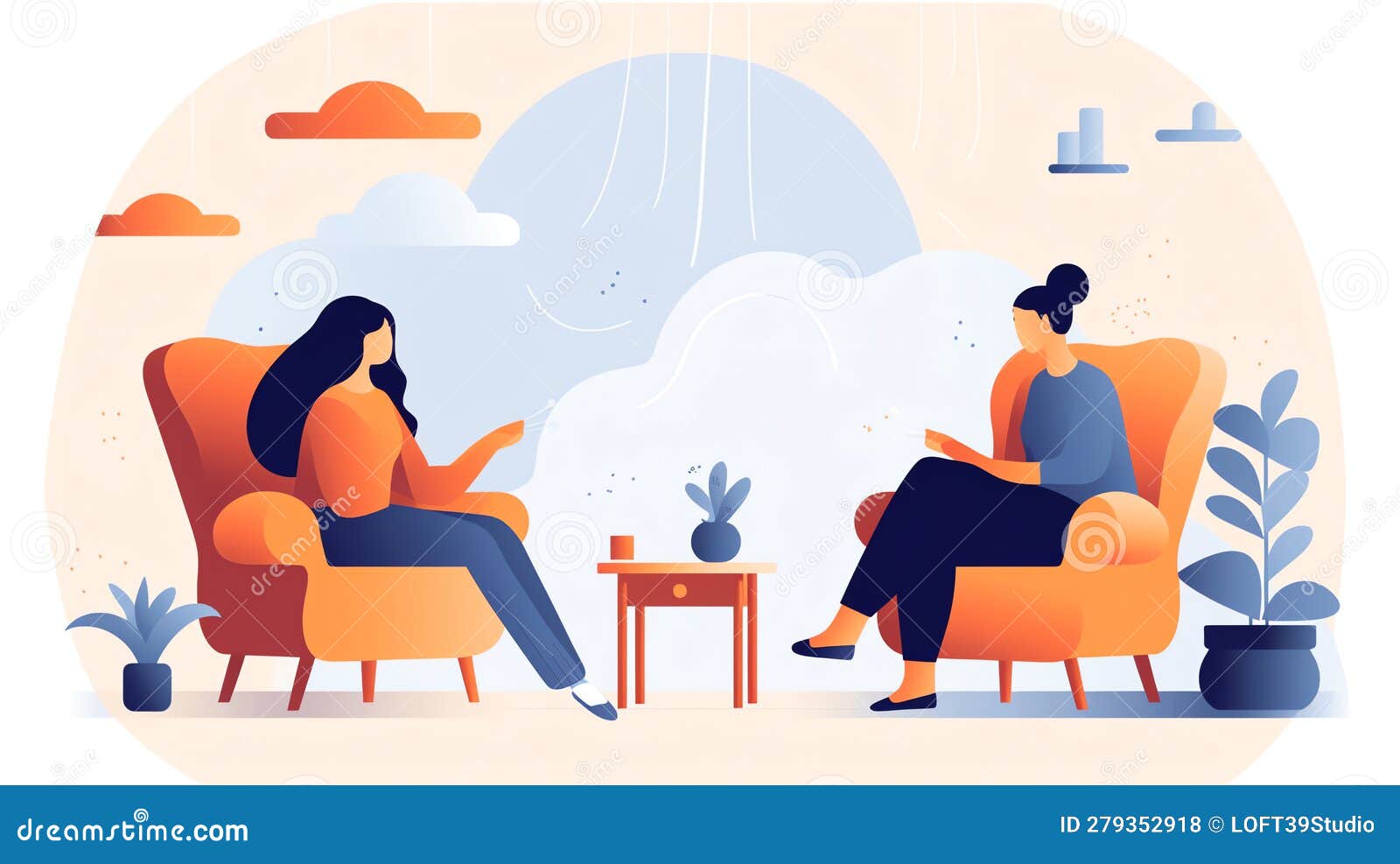 Generative AI Psychotherapy Session Woman Talking Stock Illustration