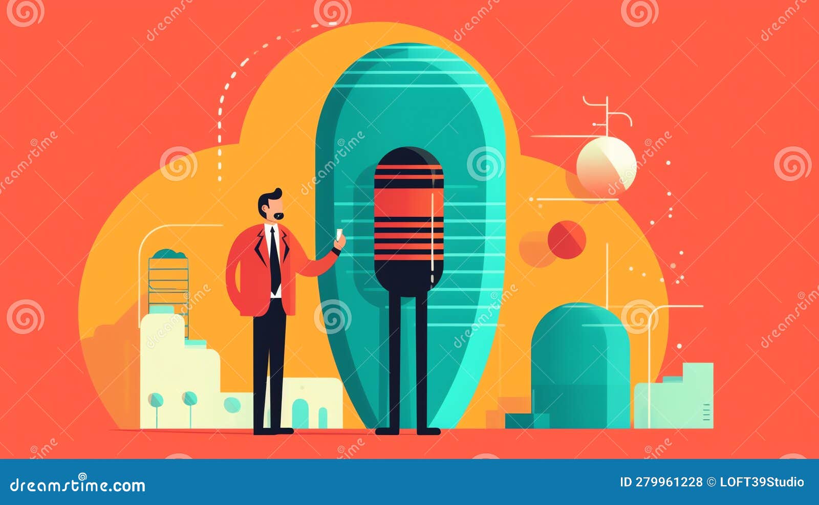 Generative AI Radio Personality onair Stock Illustration