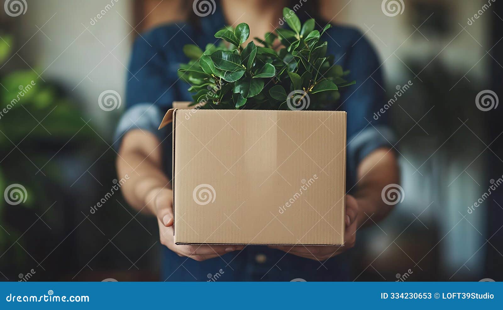 generative ai rear view of new home owners with boxes and houseplant in hands family couple taking things to anoth