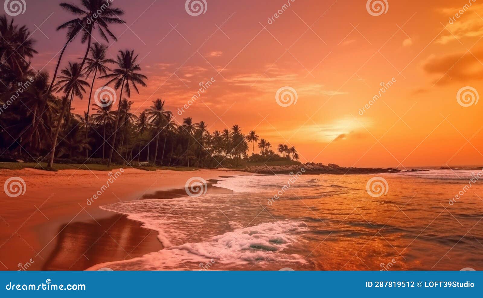 Sand_on_beach_and_silhouette_coconut_palm_trees_1690447010768_3 Stock ...