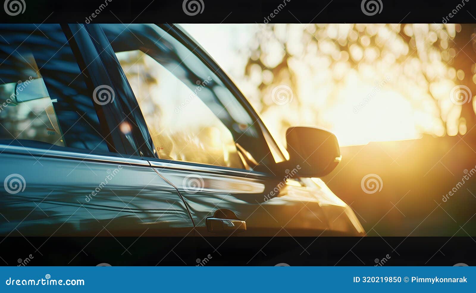 generative ai side view of empty car in outdoor with window open business concept.