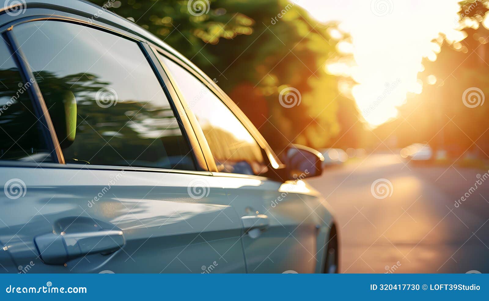 generative ai side view of empty car in outdoor with window open business concept.