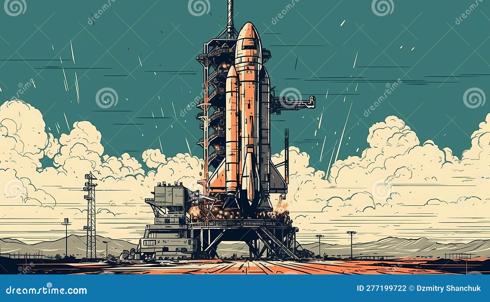 generative ai spacecraft launch drawing