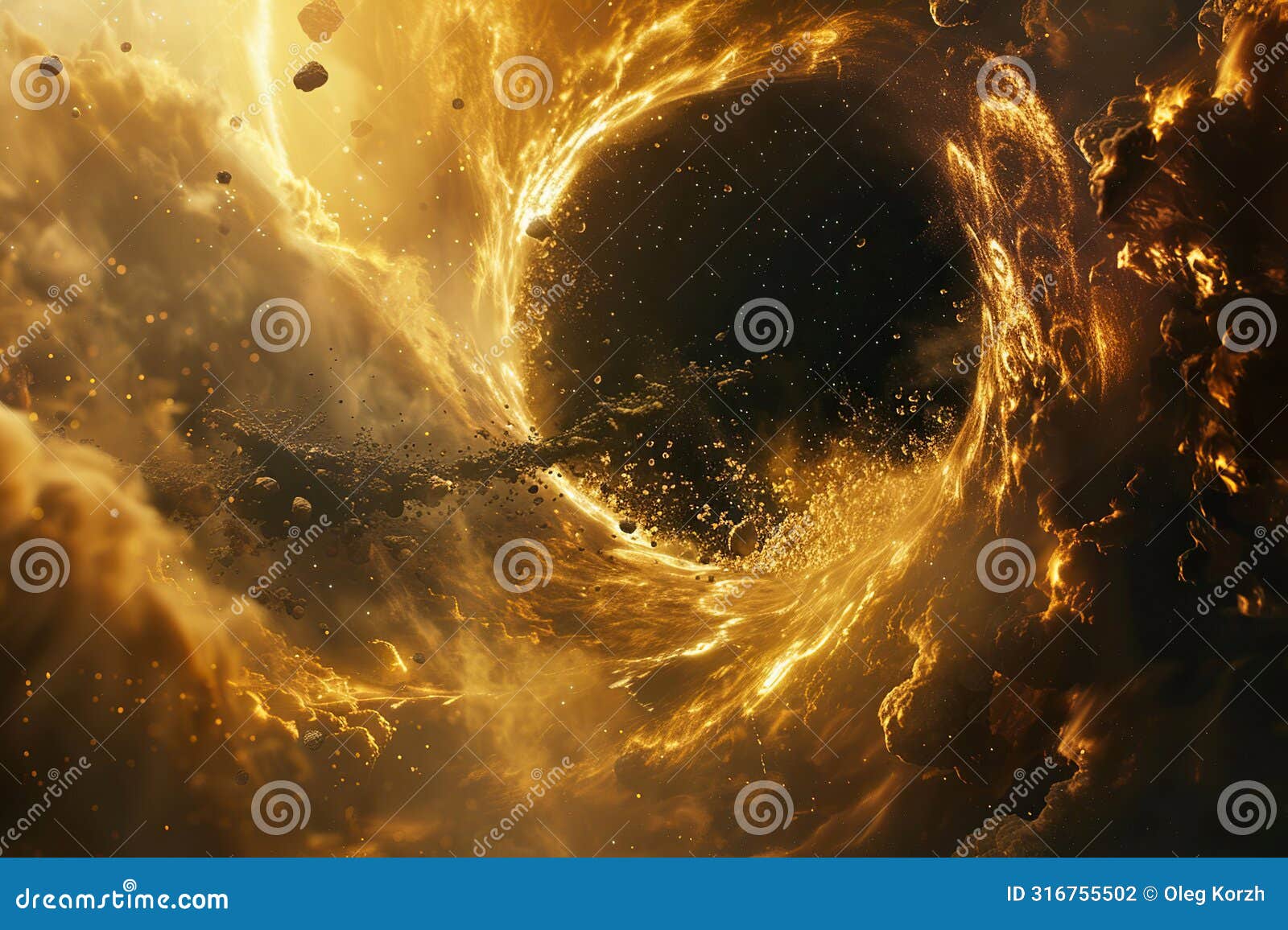 generative ai on theme of black hole in deep space, universe filled with bright small stars