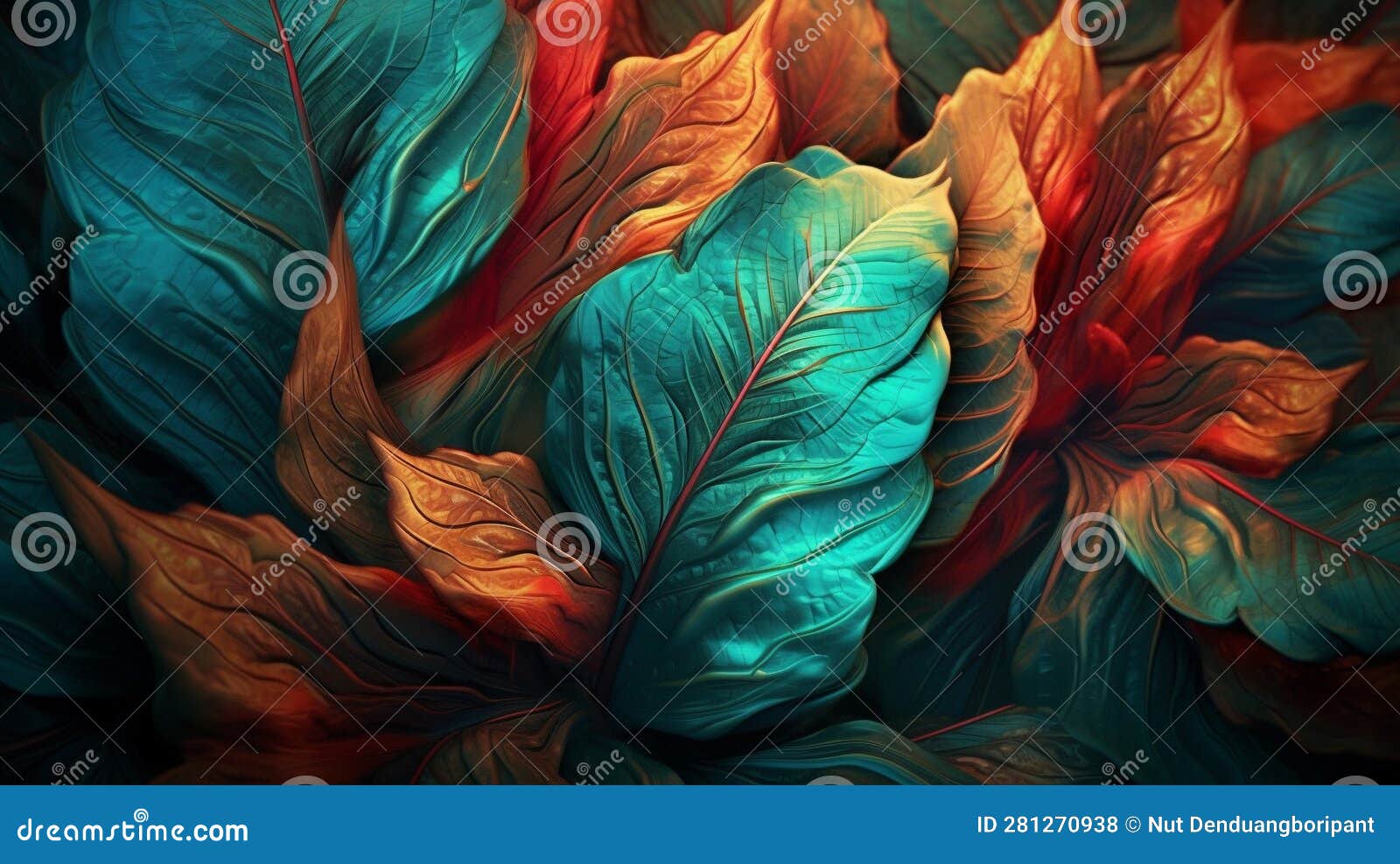 Generative AI, Unveiling the Intricate Patterns and Textures Beneath Nature S Leaves Stock