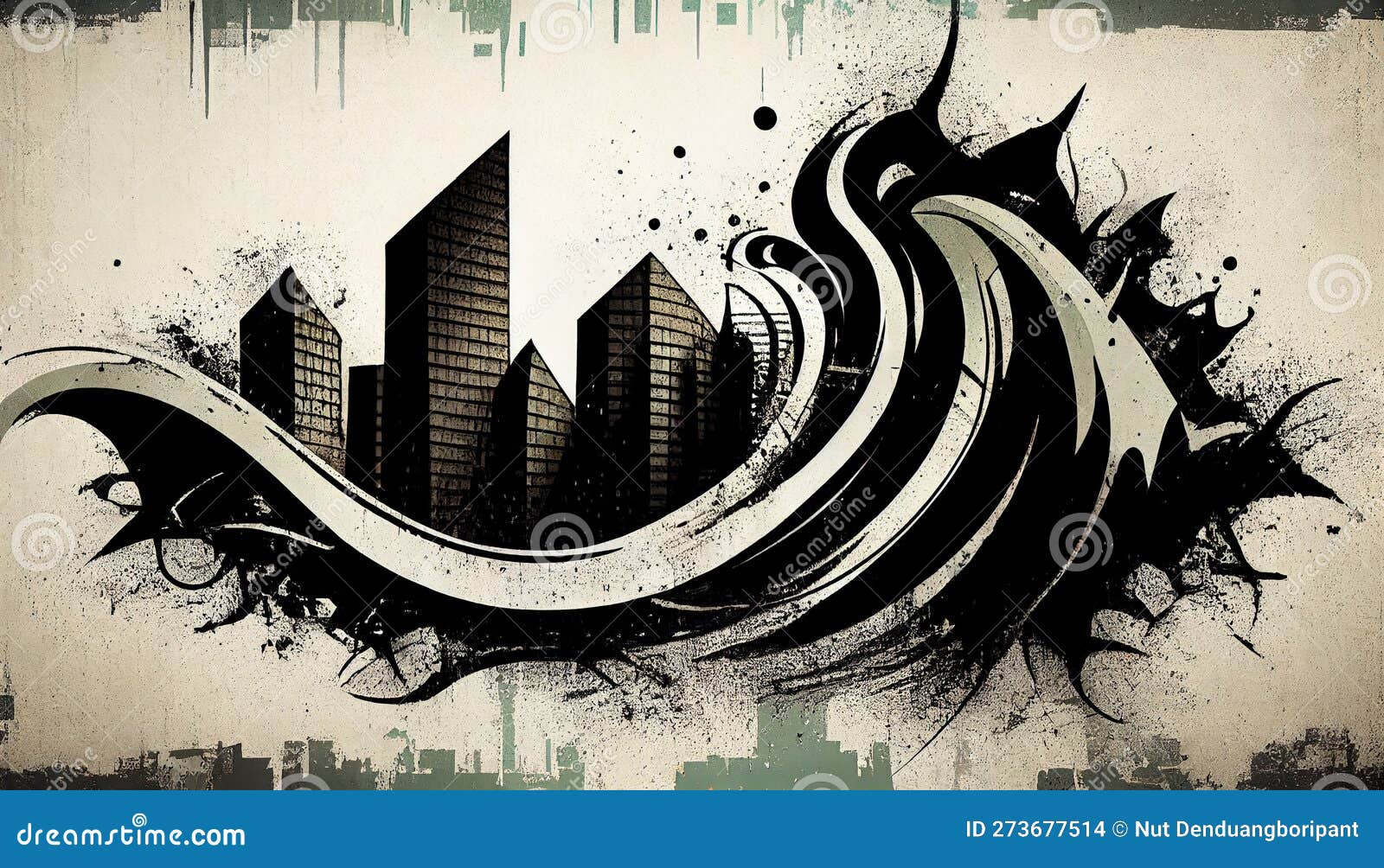 generative ai, urban tsunami: a dynamic grunge background of bold wave-like s and gritty textures