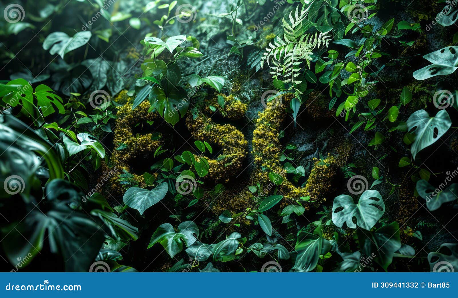 the word esc artistically integrated into a dense green foliage background izing escape into nature
