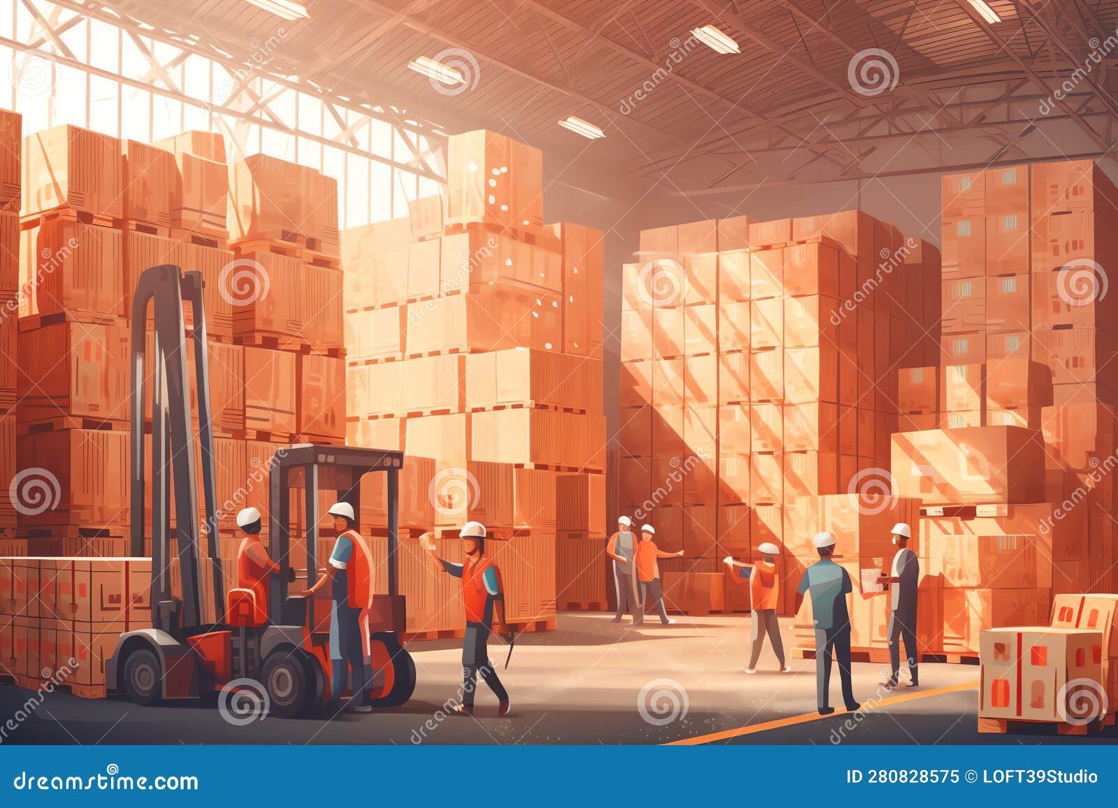1600_Workers_Unloading_Packaging_2 Stock Illustration Illustration of work, commercial 280828575
