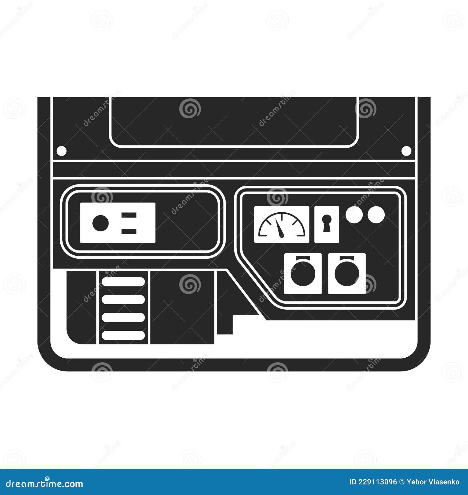 Generator Icon.Black Vector Icon Isolated White Background Generator. Stock Vector Illustration of stationary: 229113096