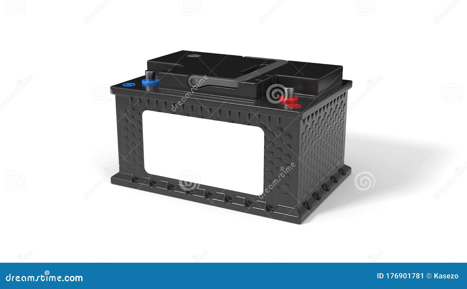Generic Car Battery with Copy Space Label. 3d Illustration Stock