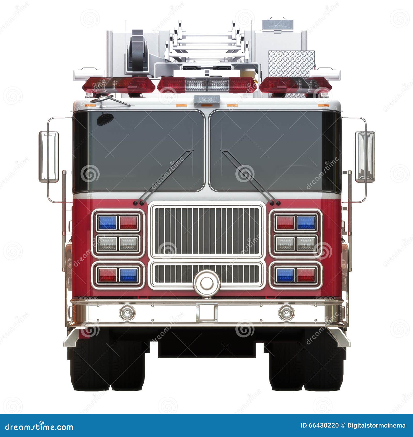 Generic Firetruck Illustration Front View On A White Background Royalty