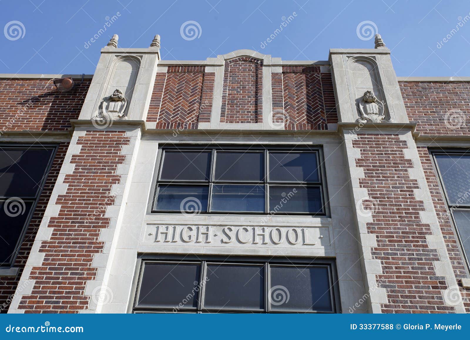 generic high school facade close-up