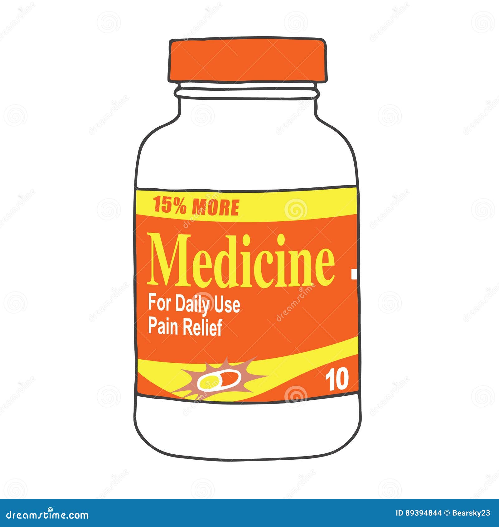 Generic Medicine Bottle Template Orange Stock Vector Illustration