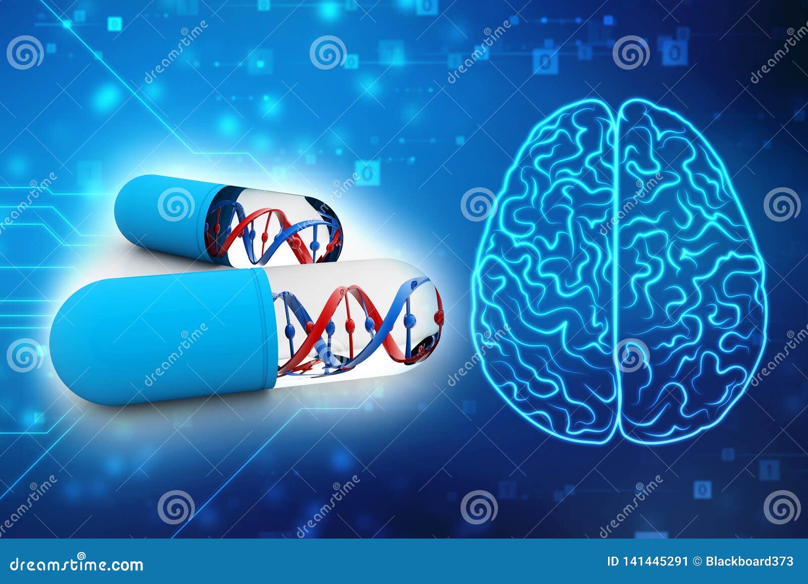 Dna with Medicine, Medical Technology Concept. 3d Render Stock