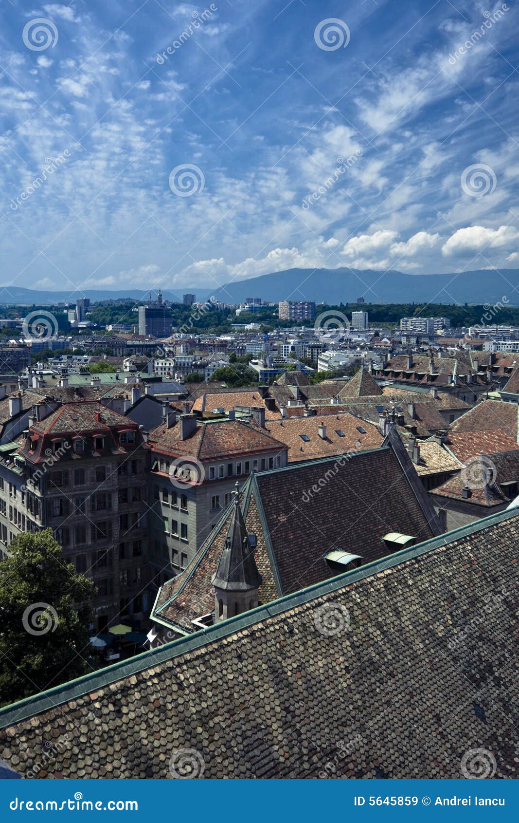 Geneva aerial view stock image. Image of roof, angle, tourism - 5645859