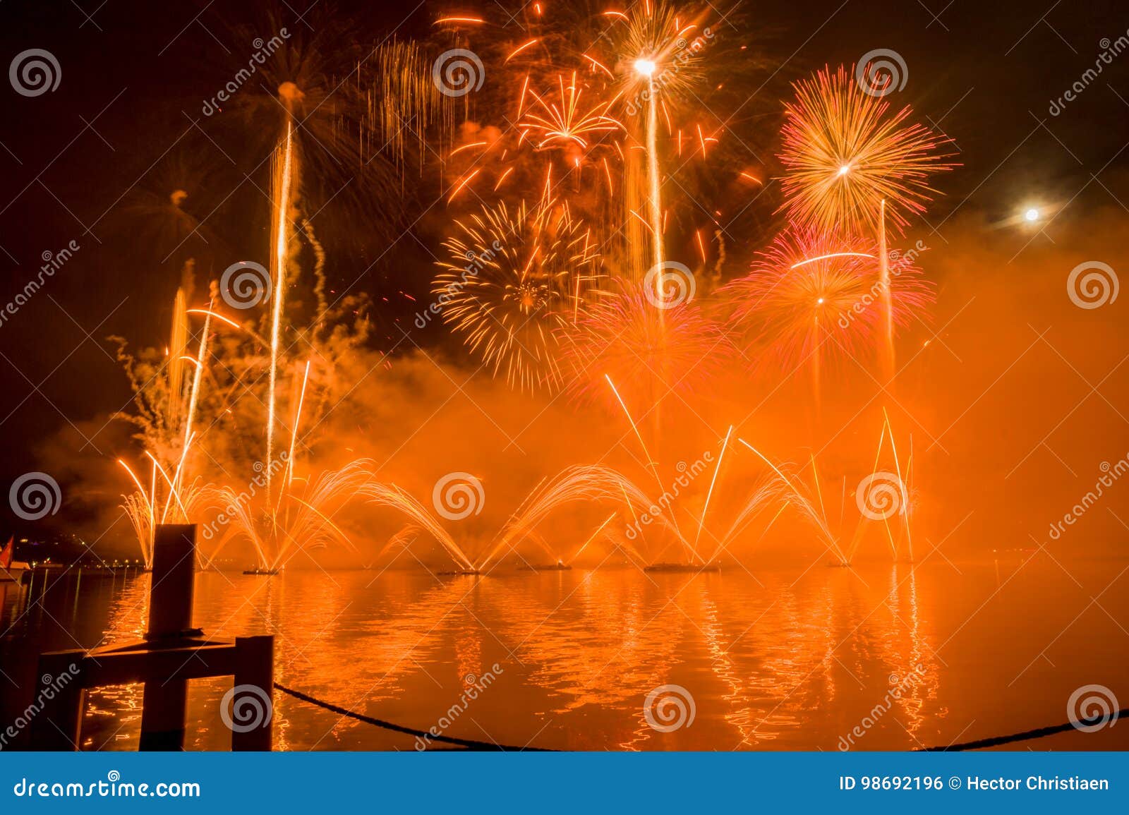 Geneva Switzerland Fireworks On The Lake Stock Photo Image of explode