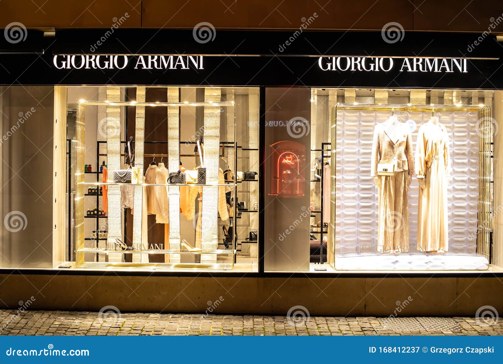 Giorgio Armani Fashion Store, Window Shop, Clothes, Shoes on Display for  Sale, Modern Giorgio Armani Fashion House Editorial Photography - Image of  elegance, black: 168412237