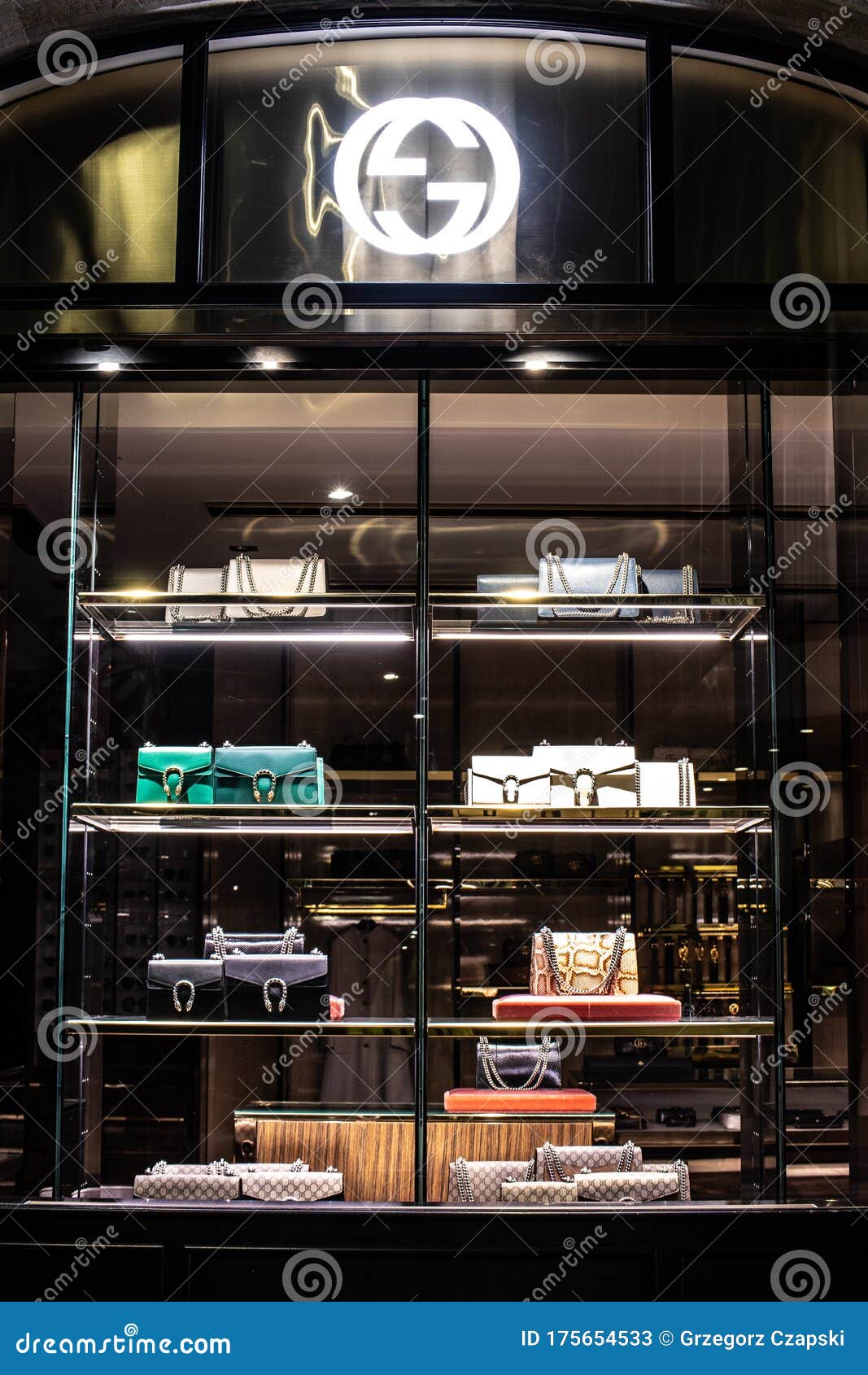 Gucci Fashion Window Shop, Bags on for Sale, of Modern Gucci Fashion House Editorial Stock Photo - Image of design, footwear: 175654533