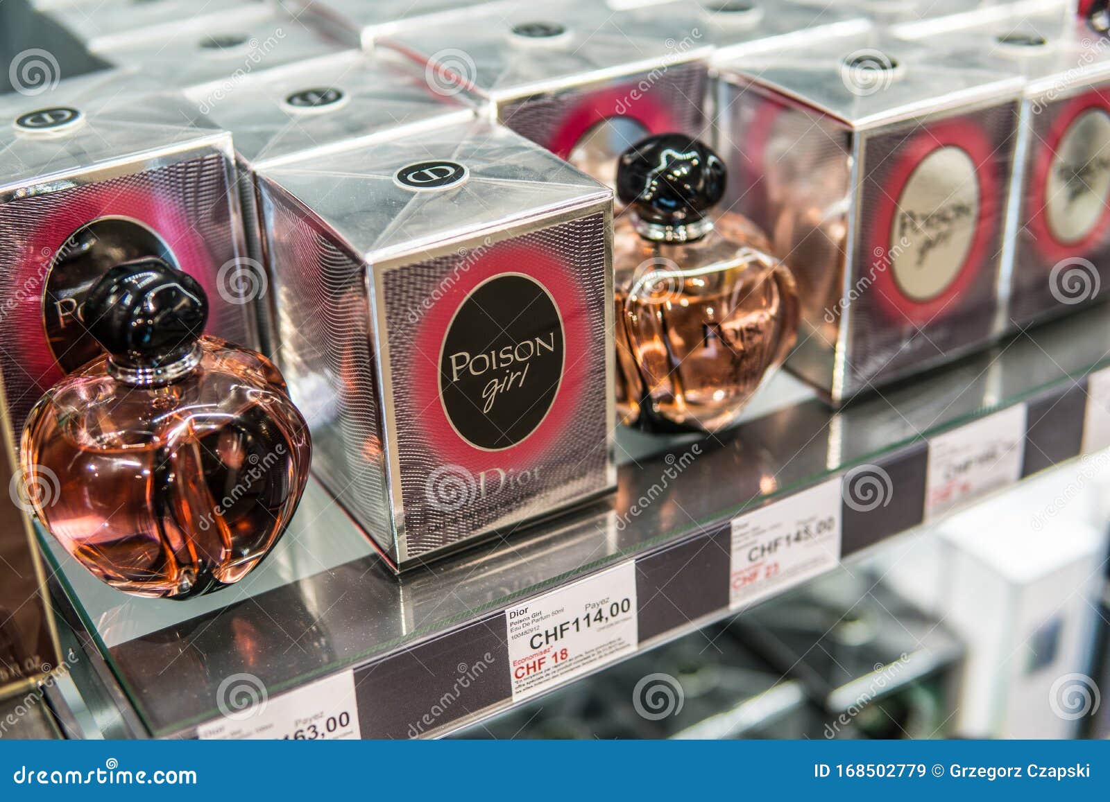 Poison by Dior Perfume on Shop Display, Christian Dior SE is European Luxury Company Editorial Stock Image - Image of female, editorial: 168502779